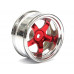 5-Spoke Wheel Set (4Pcs) Chrome + Red For 1/10 RC Car (6mm Offset)