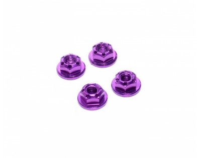 Realistic Aluminum Serrated Wheel Locknut (4 pcs) Purple
