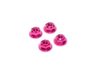 Realistic Aluminum Serrated Wheel Locknut (4 pcs) Pink