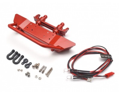 Realistic Metal Front Bumper with Towing Hooks  - 1 Set Red
