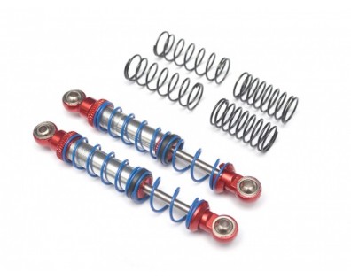 Aluminum Double Spring Shocks 80mm (2) for Crawlers Red