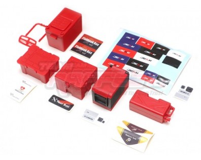 1/10 Scale Accessories Fishing Tackle Boxes and Cooler Red