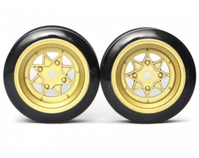 Classic Fake Tire Wall Wheel Set (2Pcs) Gold For 1/10 RC Car (3mm Offset)