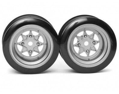 Classic Fake Tire Wall Wheel Set (2Pcs) Silver For 1/10 RC Car (6mm Offset)