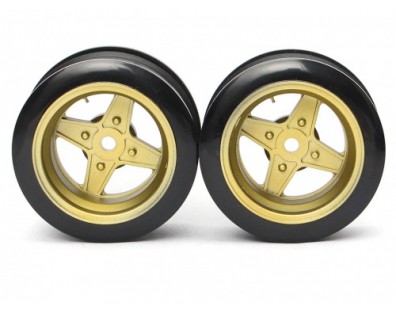 Classic Fake Tire Wall Wheel Set (2Pcs) Gold For 1/10 RC Car (6mm Offset)