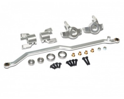 Front Knuckle,C-Hub Steering and Steering Link Combo Set - 3 Items Silver