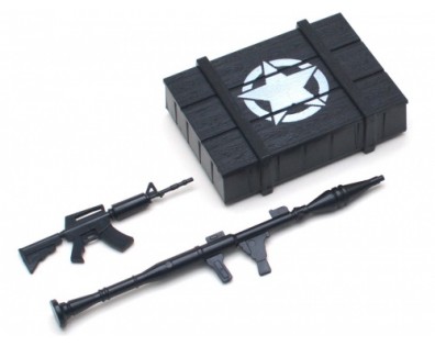 Scale Accessories  Combo - Military Ammo Box & Machine Gun