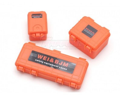 Scale Accessories - 1/10 Scale Safety Equipment Cases Hard Luggage Box Set (3) Orange