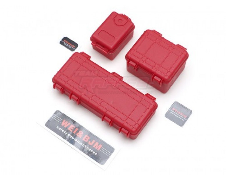 Scale Accessories - 1/10 Scale Safety Equipment Cases Hard Luggage Box Set (3) Red