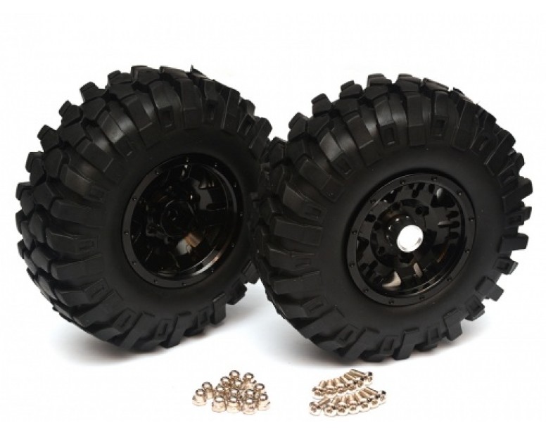 Aluminum 1.9 Bead-lock Wheel & Tire Set (1 Pair) Black