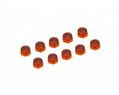 3MM Aluminum Lock Nuts - 10 pcs Orange