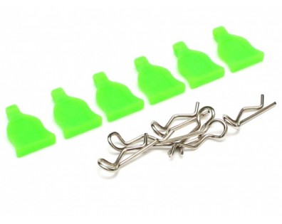 RC Body Clip With Rubber Tab (6) Green