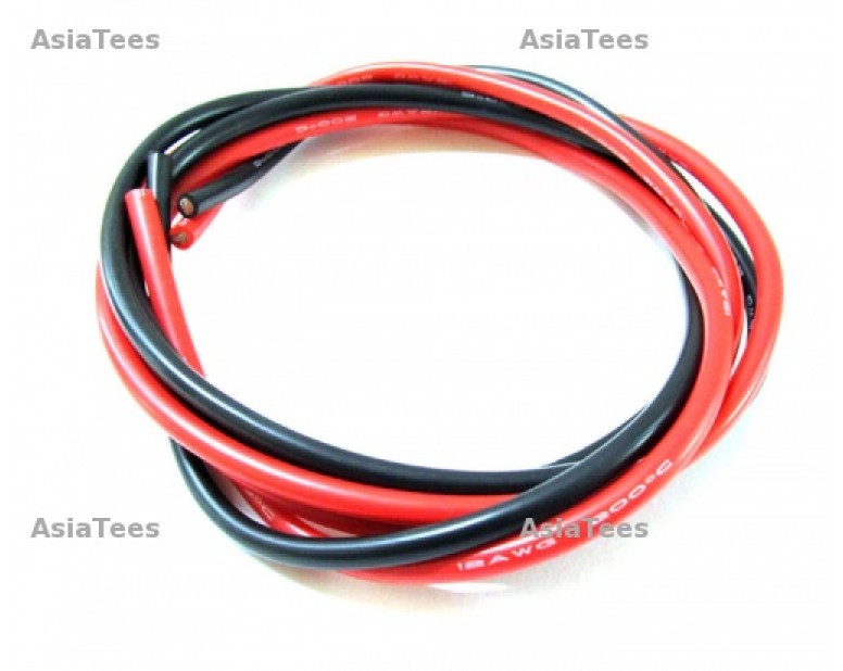 12 Gauge Silicone Wire Black & Red 100CM Each 12AWG 12GA