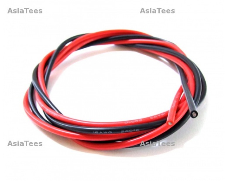 16 Gauge Silicone Wire Black & Red 100cm Each 16AWG 16GA